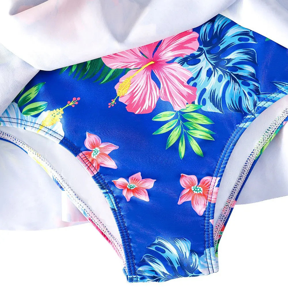 blue flower swimsuit