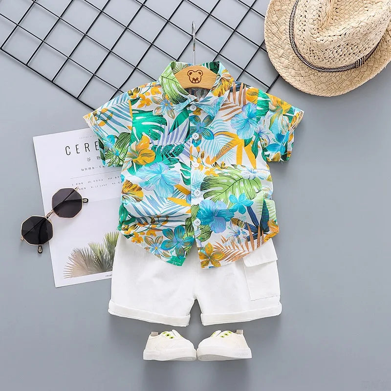 Cotton Floral Short Sleeve Shirt Shorts set