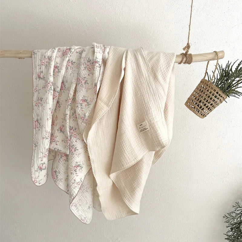 Floral Soft Cotton Muslin Blanket