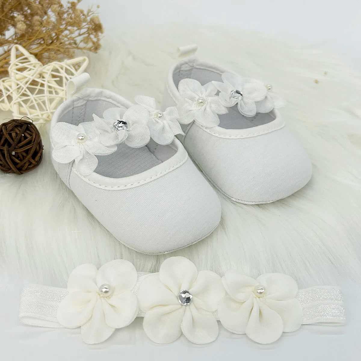 Baby girl floral shoes and hairband