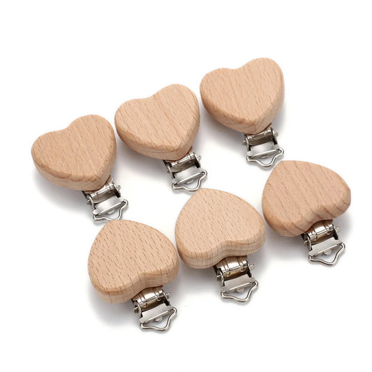 5Pcs Wooden Baby Pacifier Clip