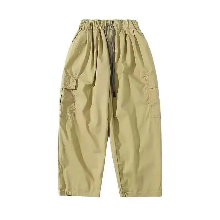 Boys Trousers Elastic Mid Waist Pockets