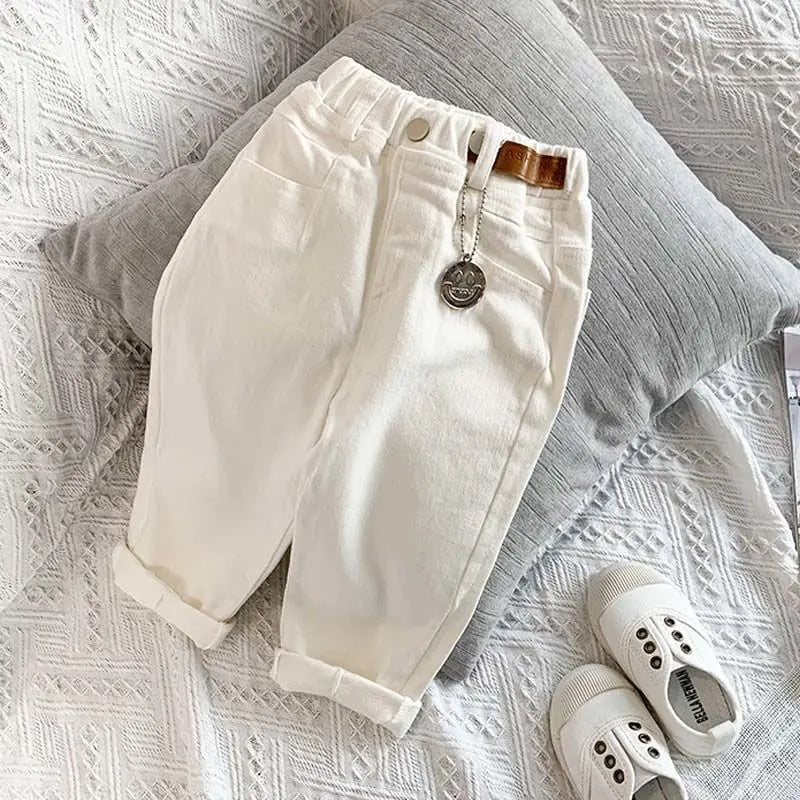 White bottom fold jeans