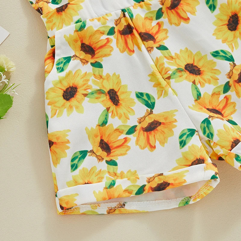 Sleeveless Sunflower Print Jumpsuit