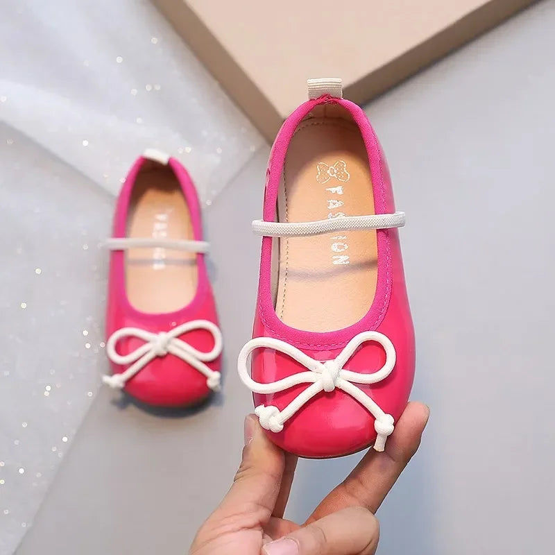 Girl's leather Bow tie nonslip shoes