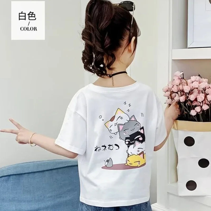 Cute Cat Tshirt Short Sleeve Top