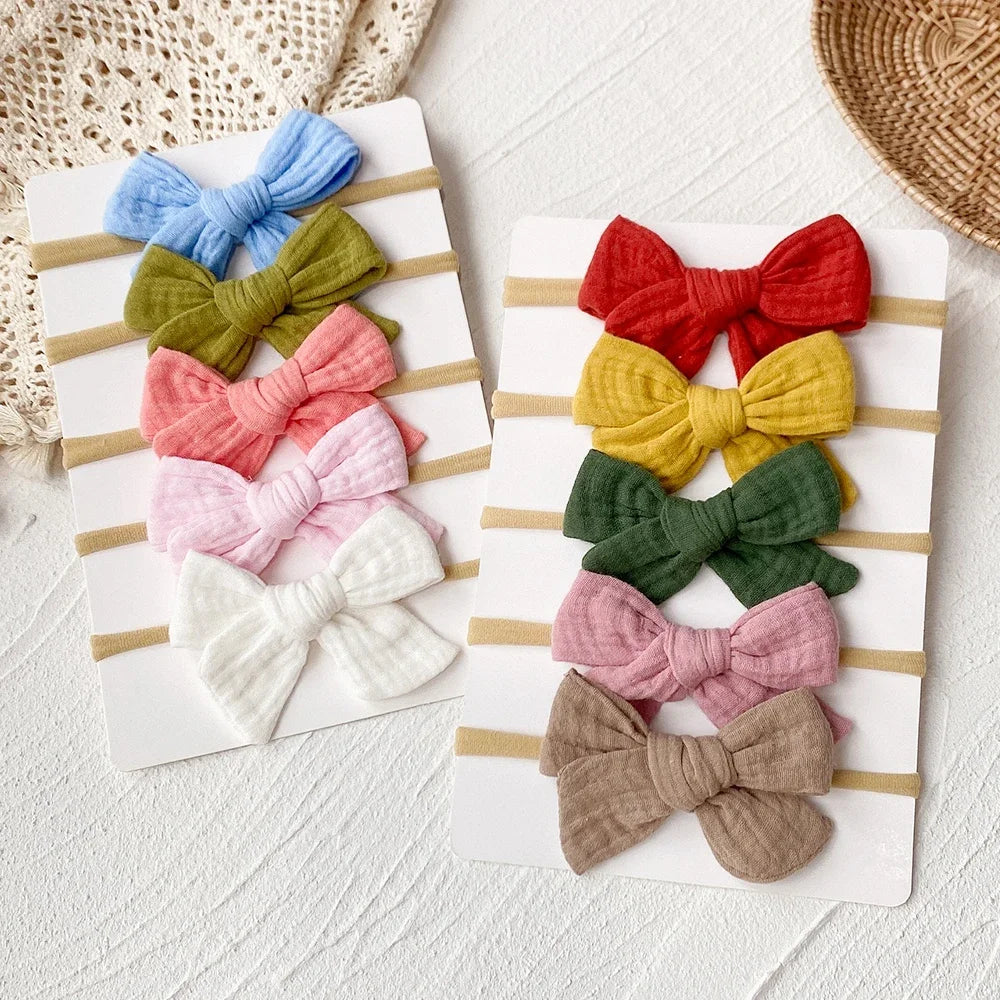 5Pc Cotton Baby Bows Headband