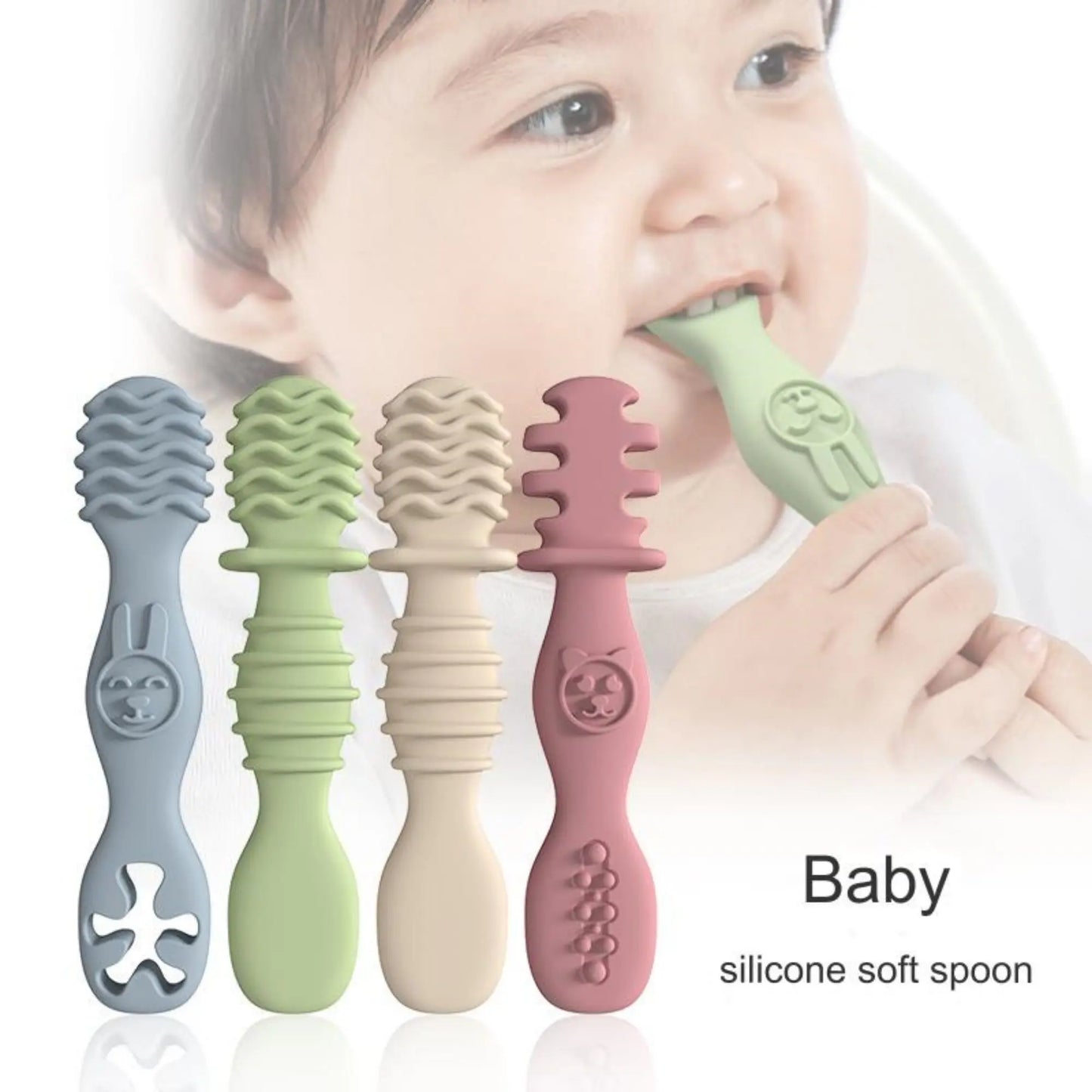 Silicone Chewing Spoon Set Easy Grip