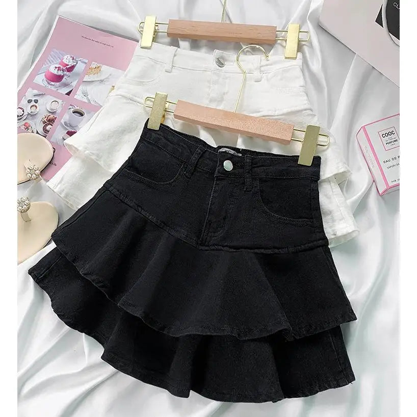 Girls Solid Color Mini jeans Skirts