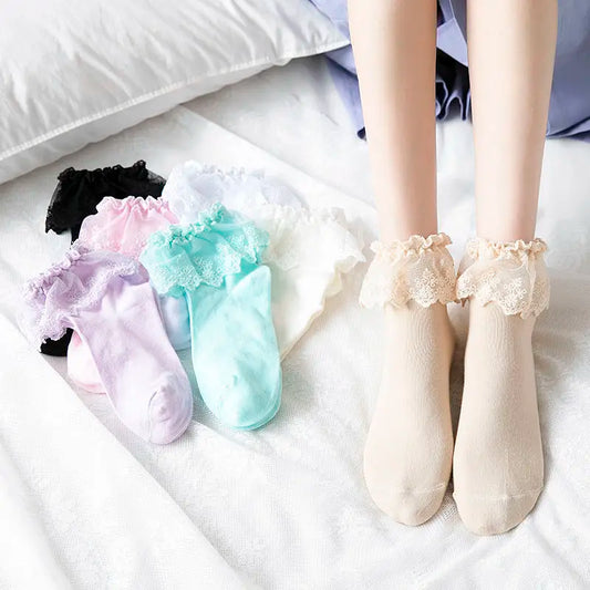 4pc Lace Short Ankle socks