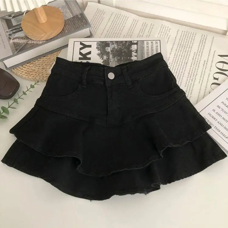 Girls Solid Color Mini jeans Skirts