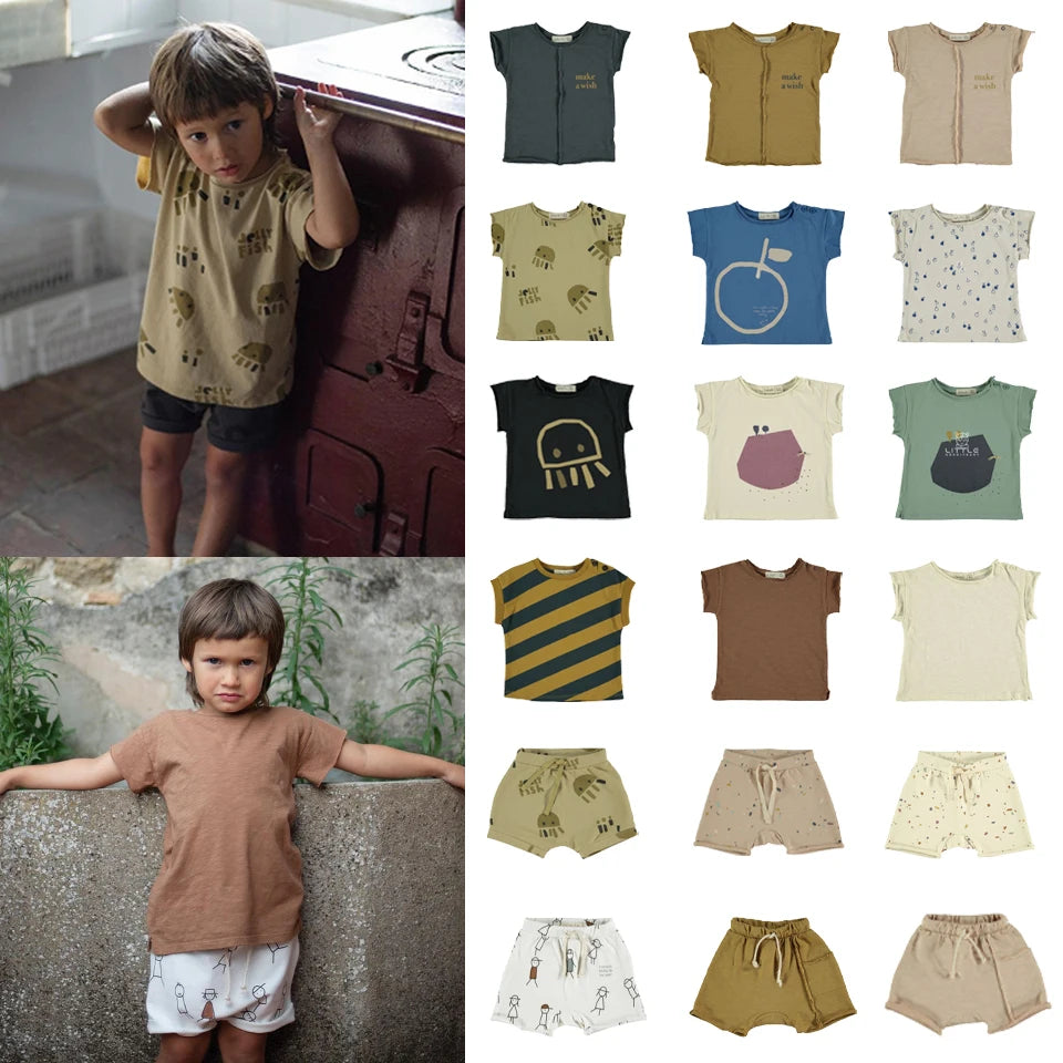 Set Boys Shorts Cotton Printing Tops