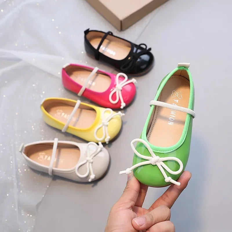 Girl's leather Bow tie nonslip shoes