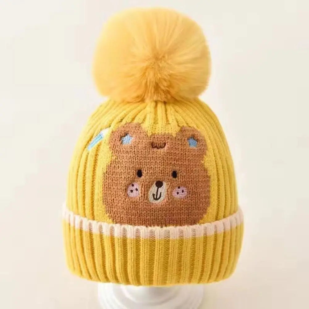 Cartoon Knitted Hairball Baby Beanie