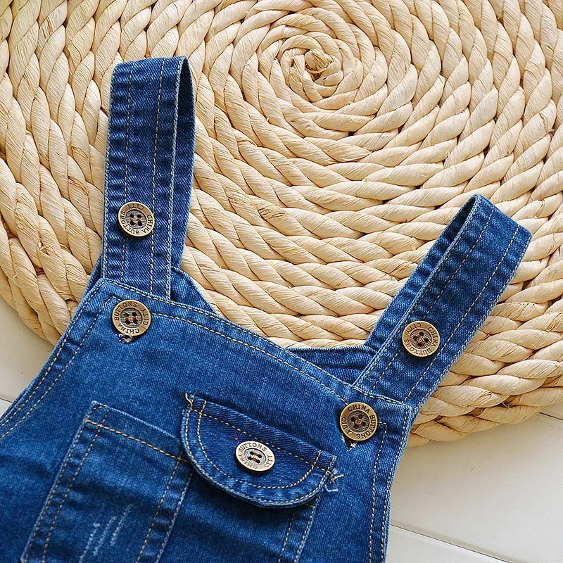 Boys Long Pants Denim Overalls