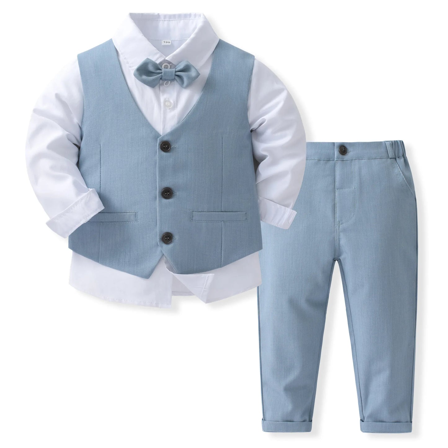 Set Solid Vest Suit Kids Cotton Formal