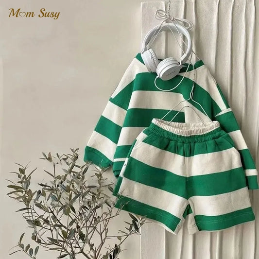 Cotton Stripe Hoodie set