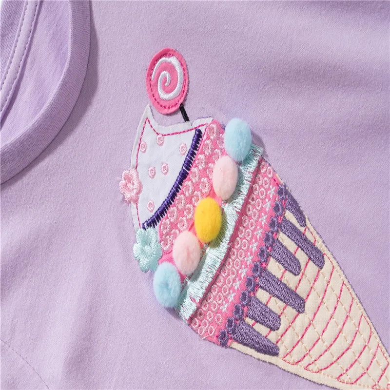 Ice Cream Embroidery Cotton Tshirts