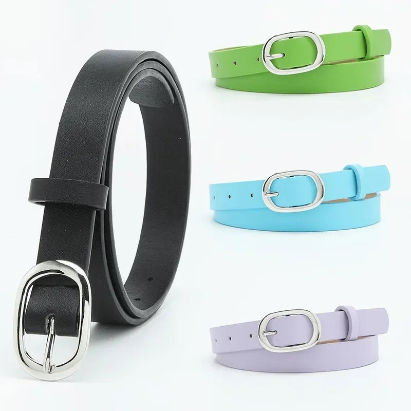 PU Leather Metal Round Buckle Belt