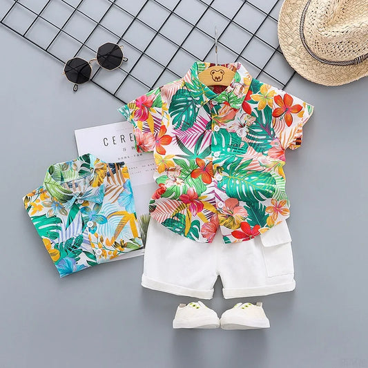 Cotton Floral Short Sleeve Shirt Shorts set