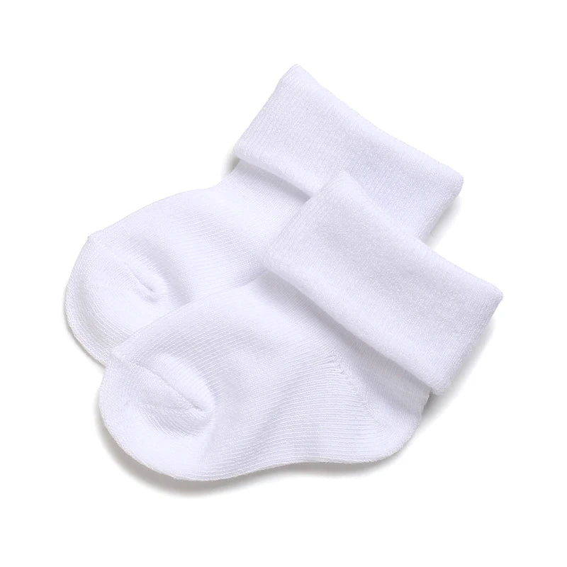 4 Pairs White Cotton Baby Socks