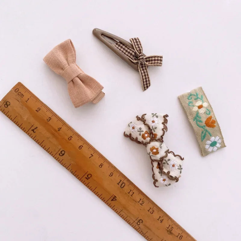 4/8pcs Hair Pin Bow Knit Fabric