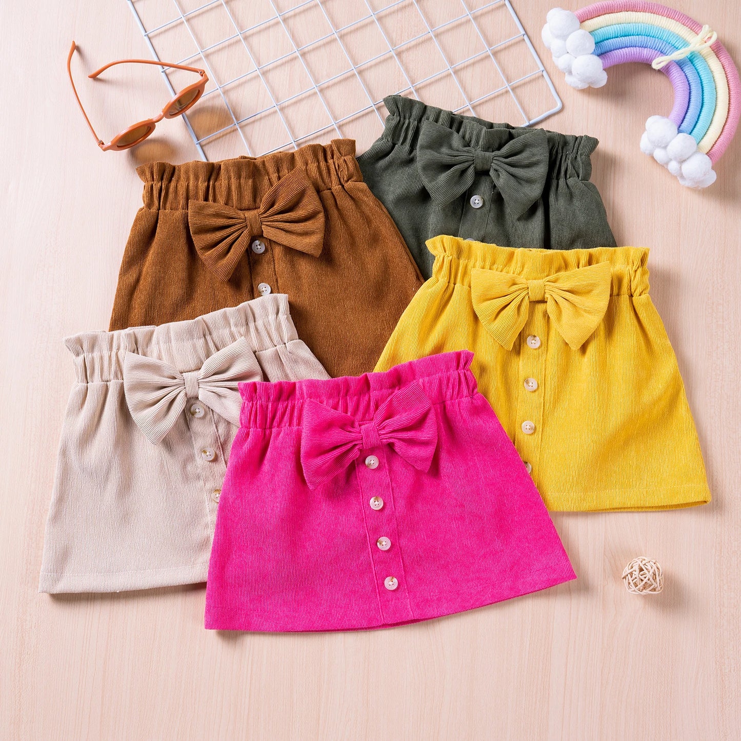 High Quality Of  Bow Button A-Line Skirts