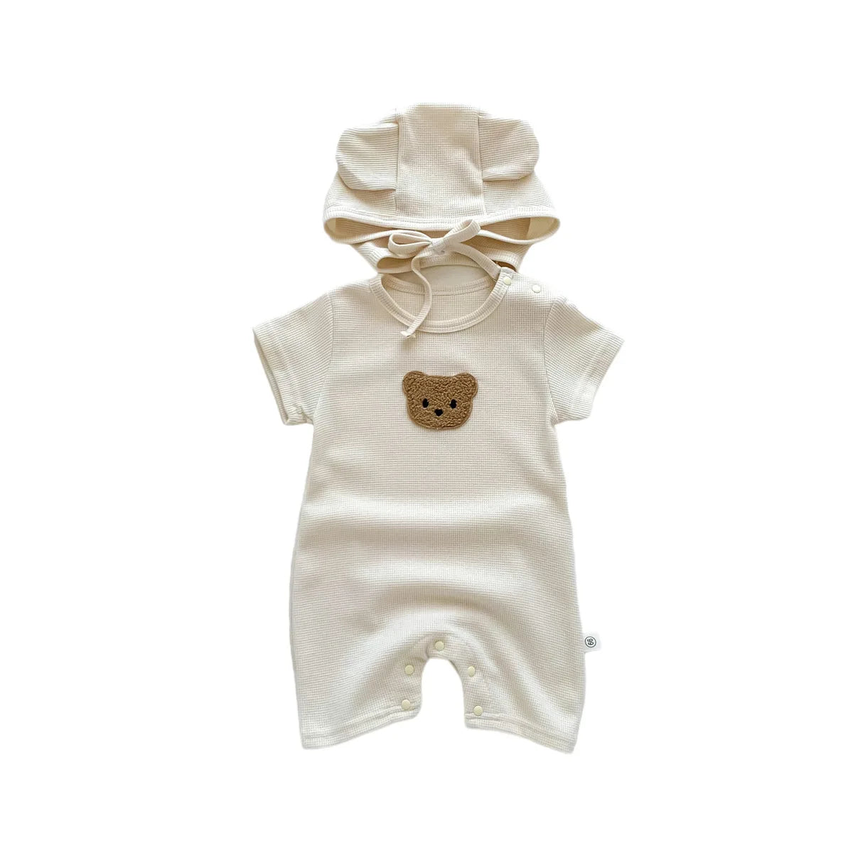 Short Sleeve Bear Cotton Hat jumpsuit