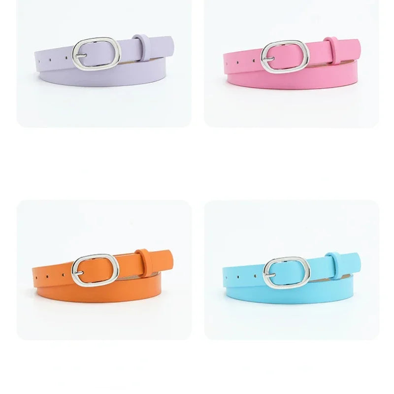 PU Leather Metal Round Buckle Belt