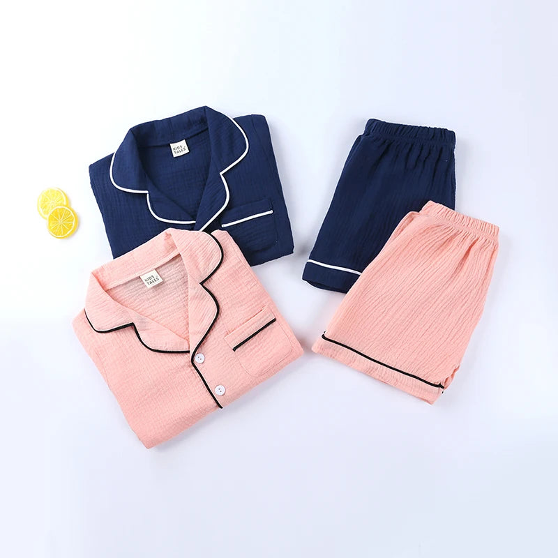 Kids Pyjama colour cotton linen Set