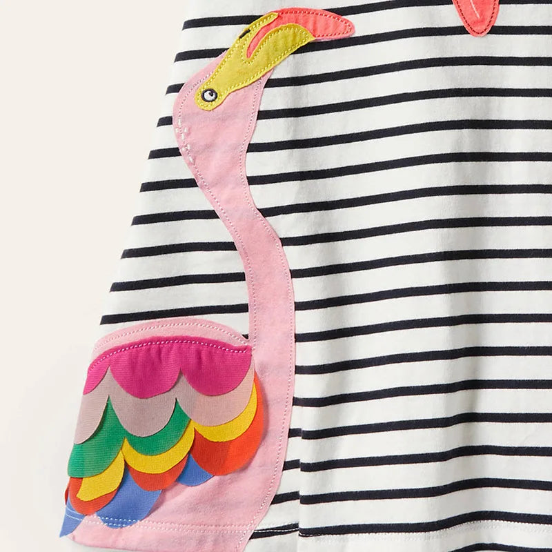 Girls Casual Dress Cotton Flamingo