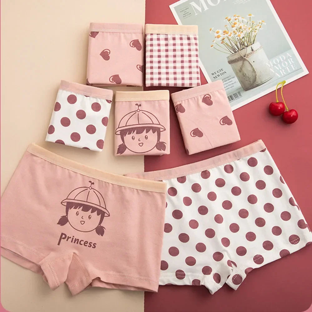 Girls 4 Pcs Underwear Cartoon Print