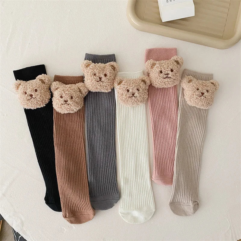 Knee High Long Soft Cotton Bear Socks