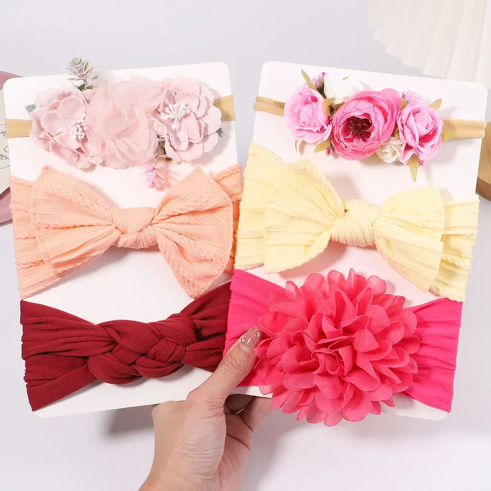 3Pcs Knit Flower Headbands