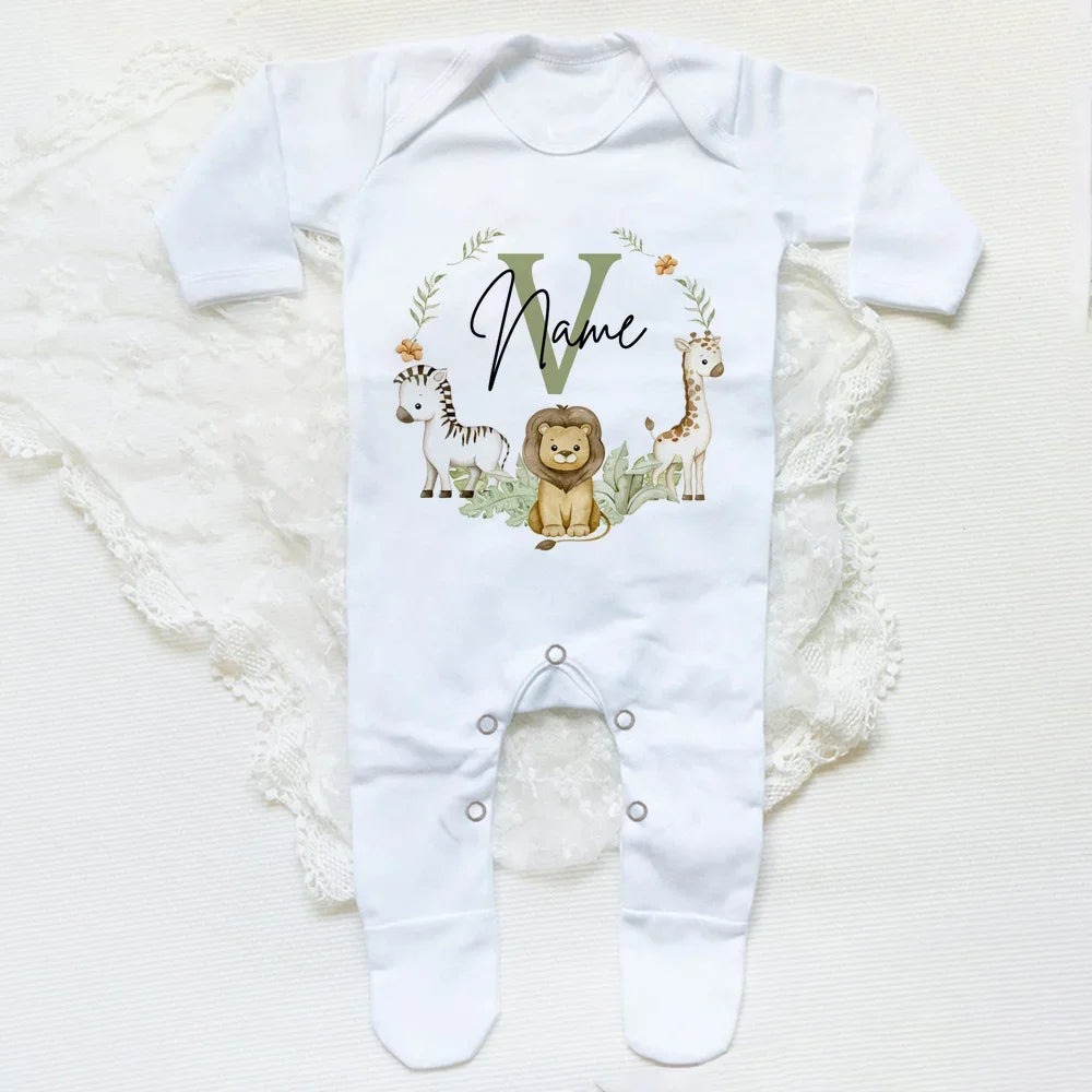 Personalised Animal Print Sleep suit