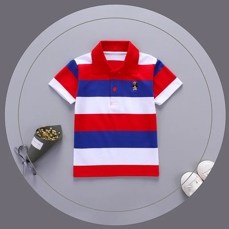 Boys Shirts Color Stripes Short Sleeve