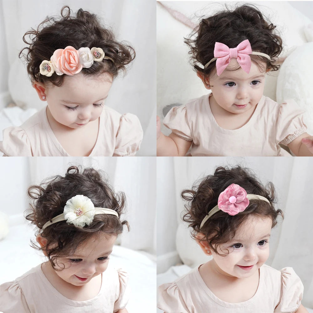 5Pcs Elastic Headband Flower Lace