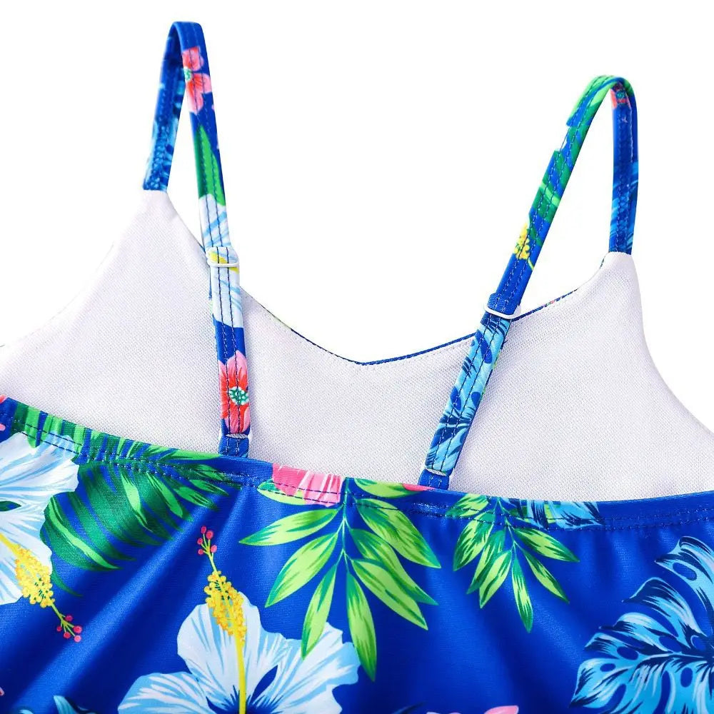 blue flower swimsuit