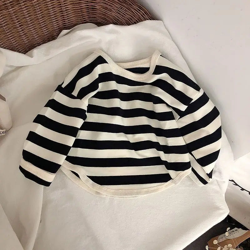 Striped Long Sleeves T-shirt Loose