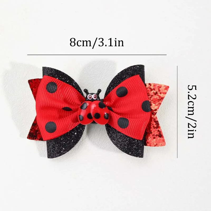 2Pcs Ladybug Bow clip