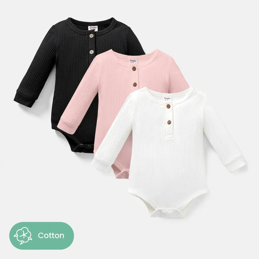 Cotton Solid Colour Long-sleeve bodysuit