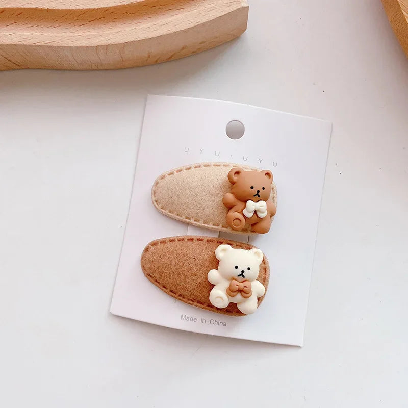 2pcs/Coffee Color Hair Bear clips