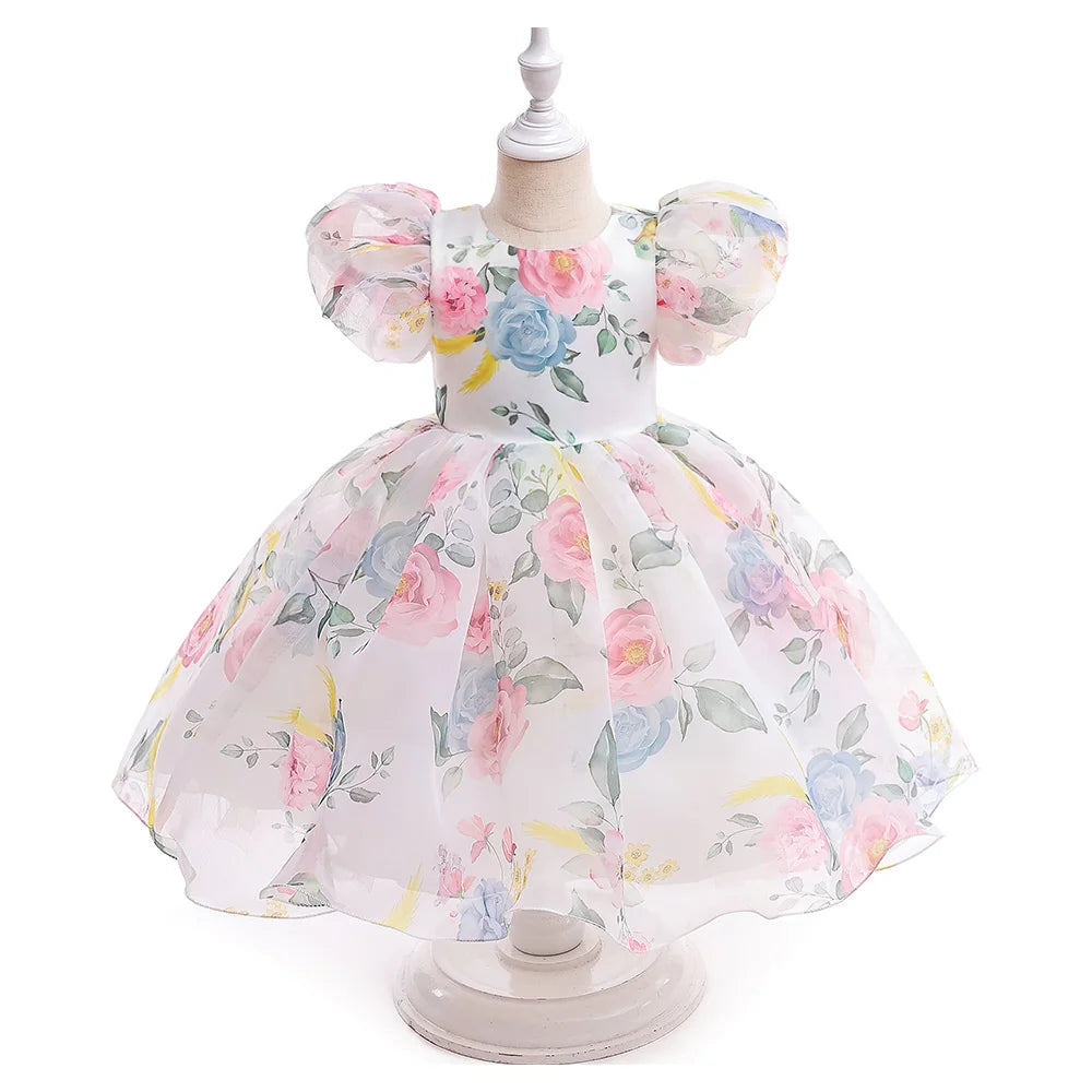 Girl Princess Dress Tulle Puff Sleeve