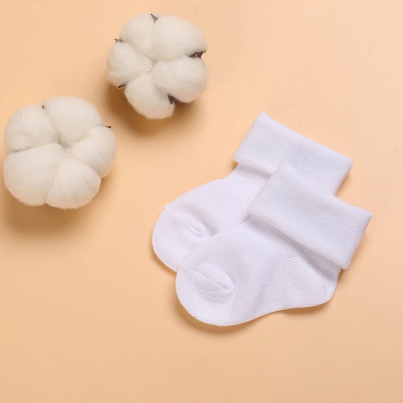 4 Pairs White Cotton Baby Socks