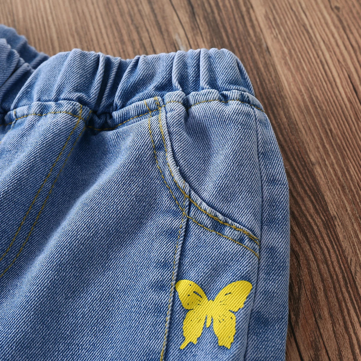 Girls Jeans Butterfly Print