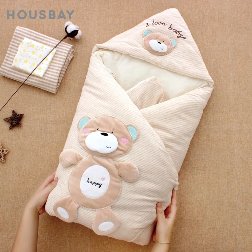 Cotton Baby bear hooded Blanket