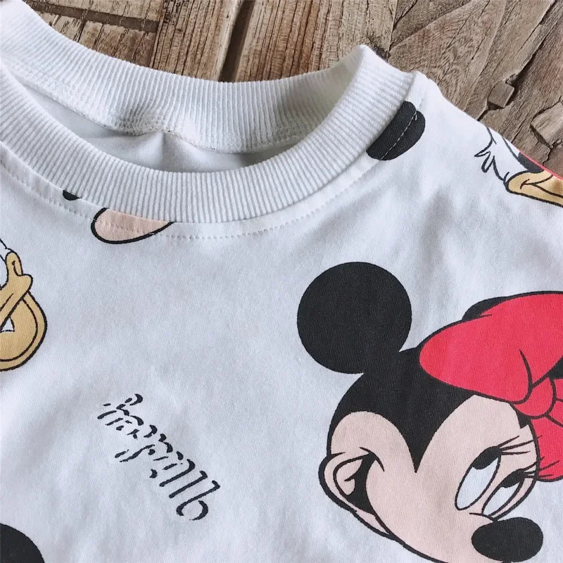 Mickey Print Casual Tshirt Shorts 2pcs