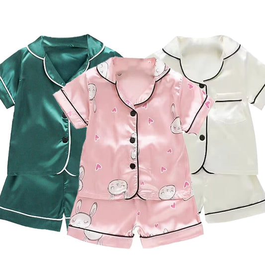 Girls silk satin pyjamas set