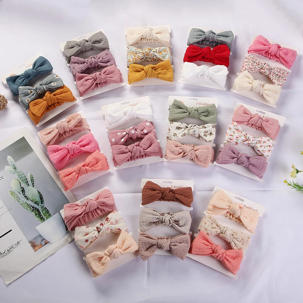 3Pcs Linen Baby Headband