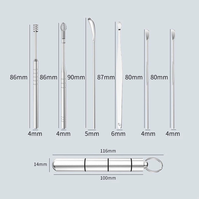 Metal Earscoop Earwax Picking Tool Set